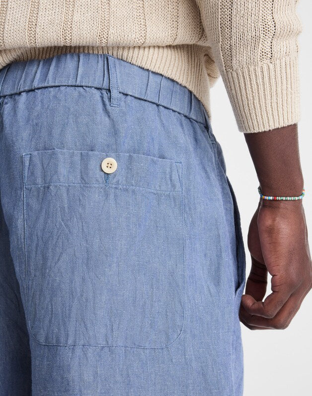 Pull-On Shorts in Linen LIGHT CHAMBRAY