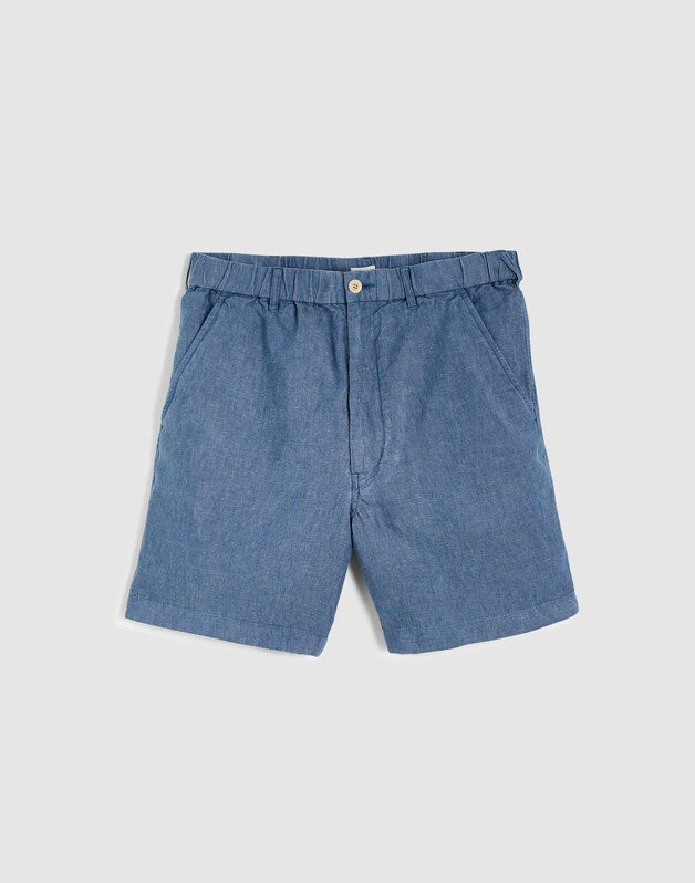 Pull-On Shorts in Linen LIGHT CHAMBRAY