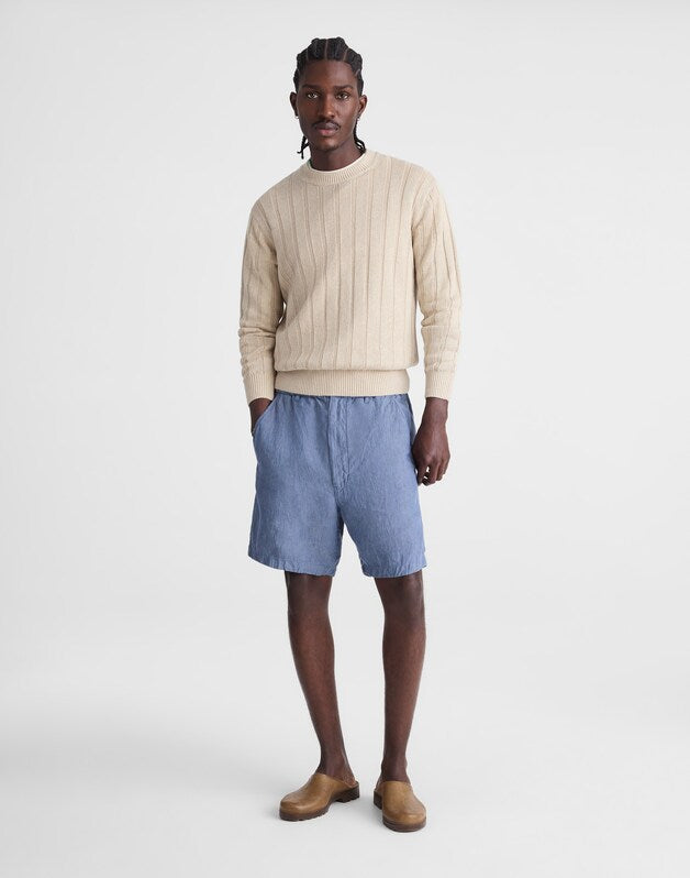 Pull-On Shorts in Linen LIGHT CHAMBRAY