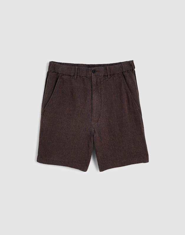 Pull-On Shorts in Linen CHOCOLATE