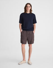 Pull-On Shorts in Linen CHOCOLATE