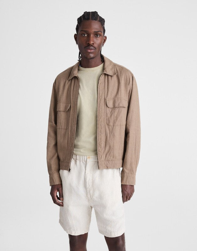 Pull-On Shorts in Linen BLEACHED