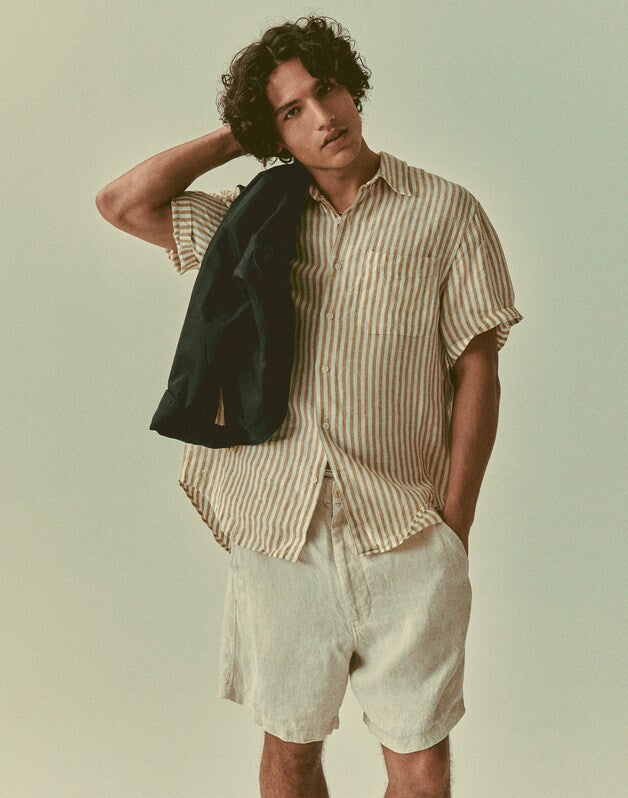 Pull-On Shorts in Linen BLEACHED