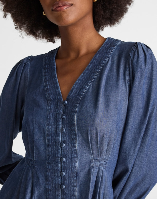 Denim Button-Front Mini Dress ANNANDALE WASH