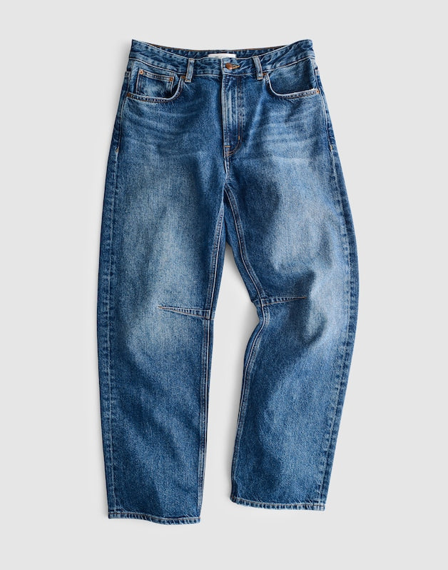 Circular Darted Barrel-Leg Jean HEIRLOOM WASH