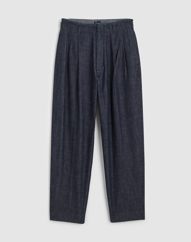 Denim Double-Pleated Trousers INDIGO