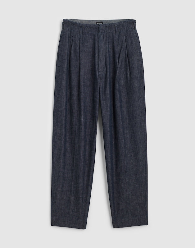 Denim Double-Pleated Trousers INDIGO