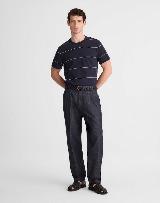 Denim Double-Pleated Trousers INDIGO