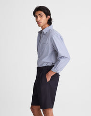 Double-Pleated Shorts in Herringbone Wool Blend HERRINGBONE
