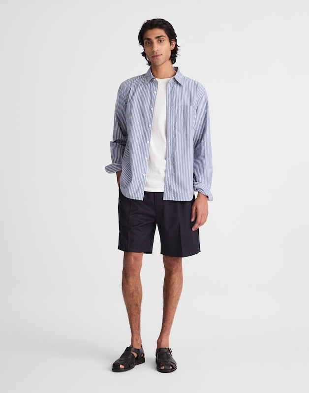 Double-Pleated Shorts in Herringbone Wool Blend HERRINGBONE