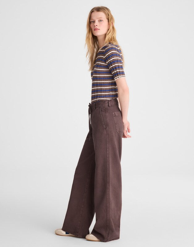 The Ultimate Wide-Leg Pant in Airy Denim DARK BROWN