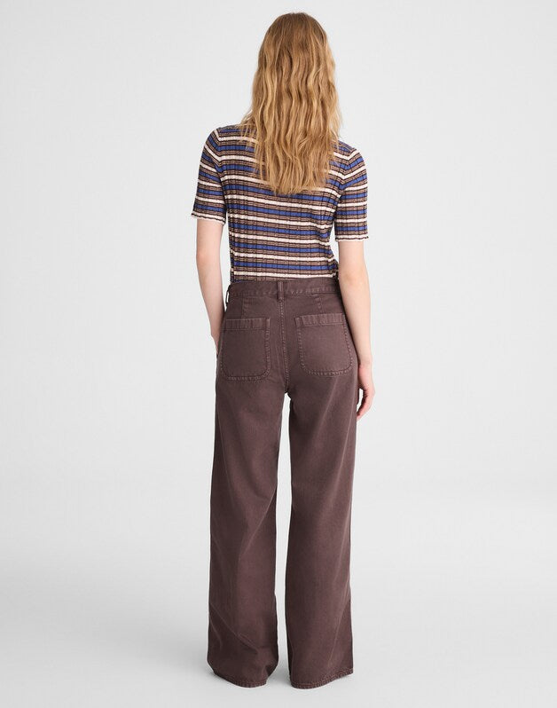 The Ultimate Wide-Leg Pant in Airy Denim DARK BROWN