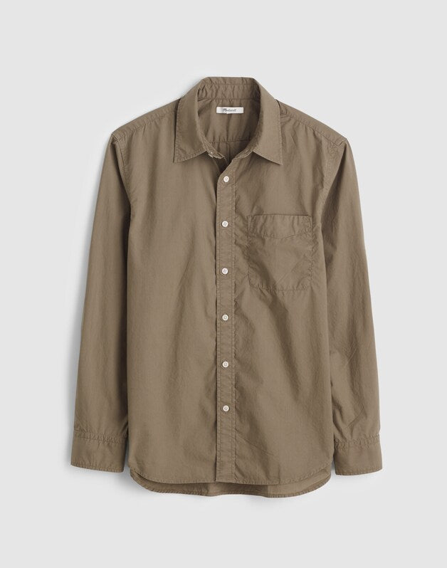 Button-Up Shirt in Crisp Poplin DARK DRIFTWOOD