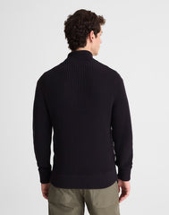 Cotton Shaker-Stitch Full-Zip Sweater OBSIDIAN BLUE