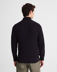 Cotton Shaker-Stitch Full-Zip Sweater OBSIDIAN BLUE