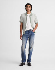 Tuck-Stitch Button-Up Sweater Polo FROSTED CYPRESS