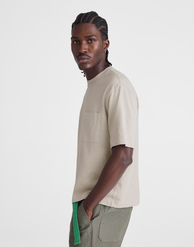 Boxy Pocket Tee in Weekend Slub STEEL
