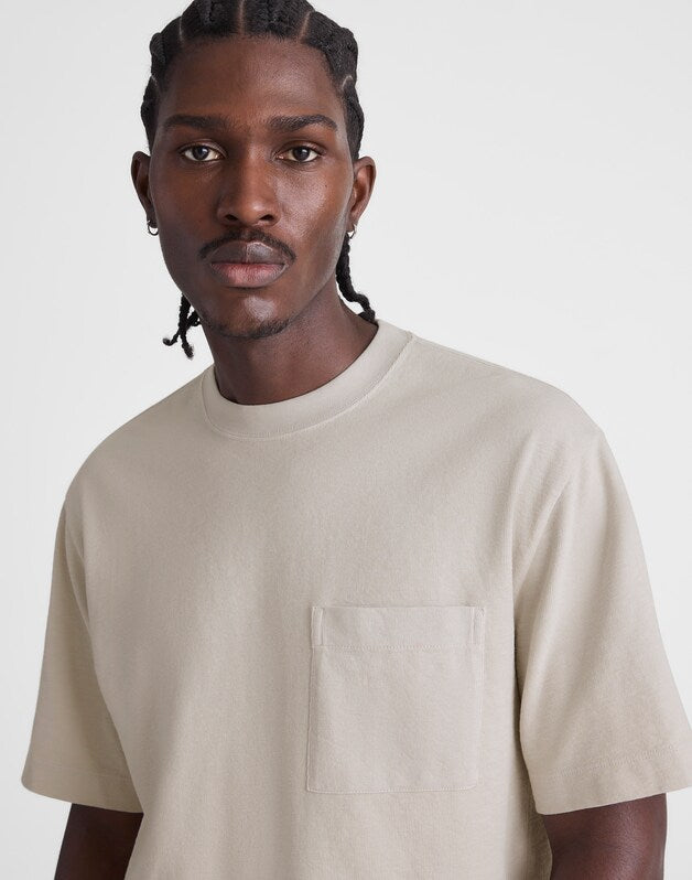 Boxy Pocket Tee in Weekend Slub STEEL