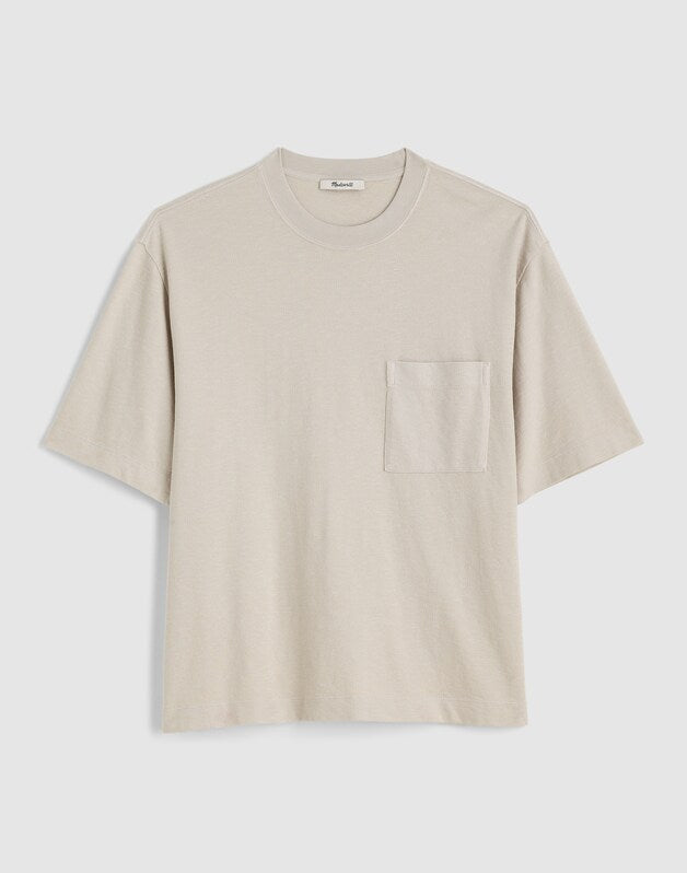 Boxy Pocket Tee in Weekend Slub STEEL