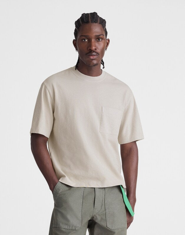 Boxy Pocket Tee in Weekend Slub STEEL