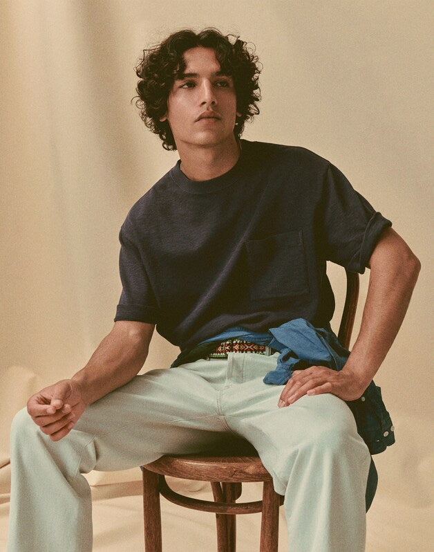 Boxy Pocket Tee in Weekend Slub COAL