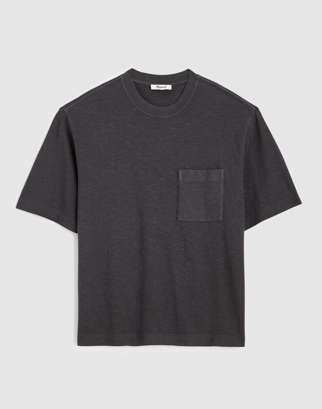 Boxy Pocket Tee in Weekend Slub COAL