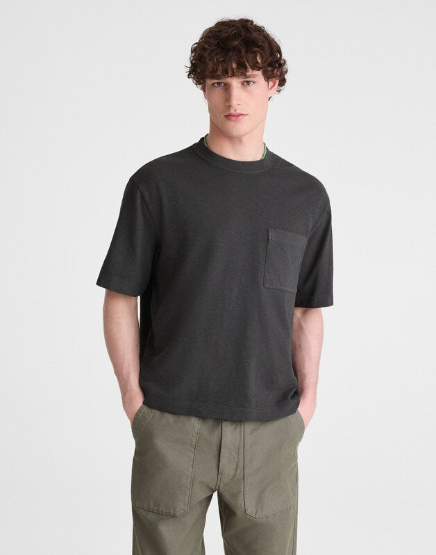 Boxy Pocket Tee in Weekend Slub COAL