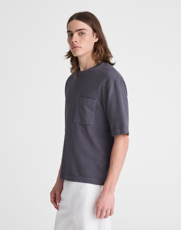 Boxy Pocket Tee in Weekend Slub THUNDER CLOUD
