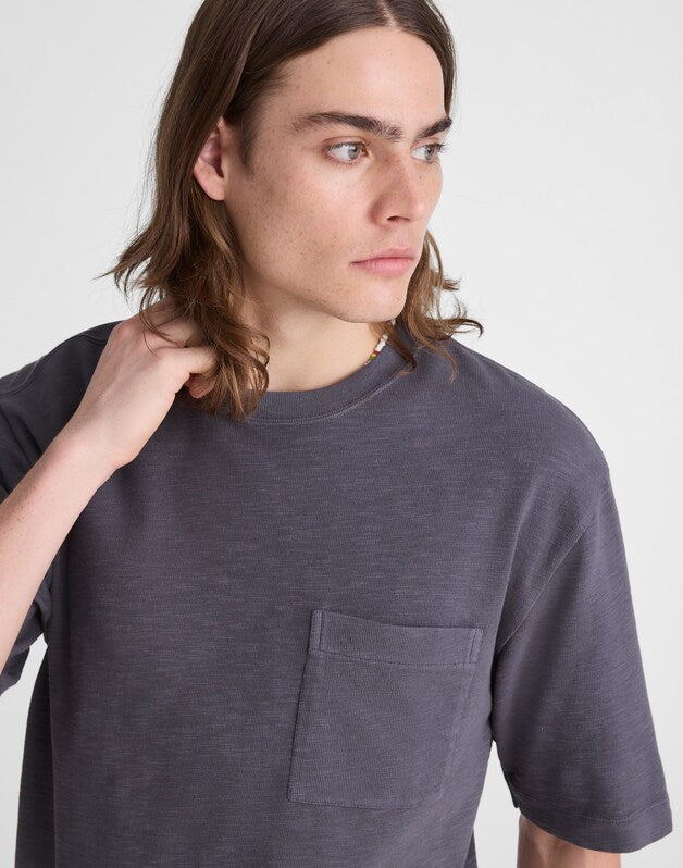 Boxy Pocket Tee in Weekend Slub THUNDER CLOUD
