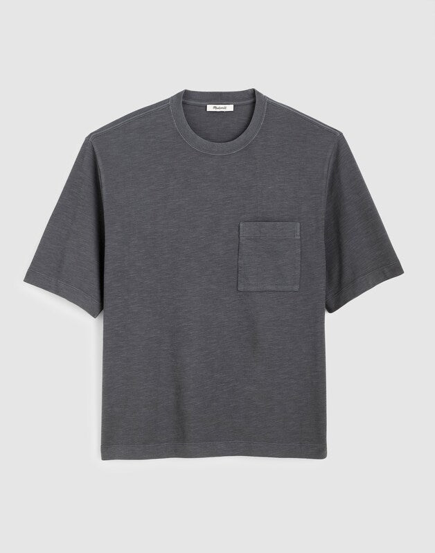 Boxy Pocket Tee in Weekend Slub THUNDER CLOUD