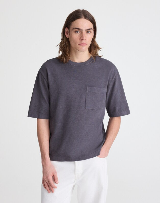 Boxy Pocket Tee in Weekend Slub THUNDER CLOUD