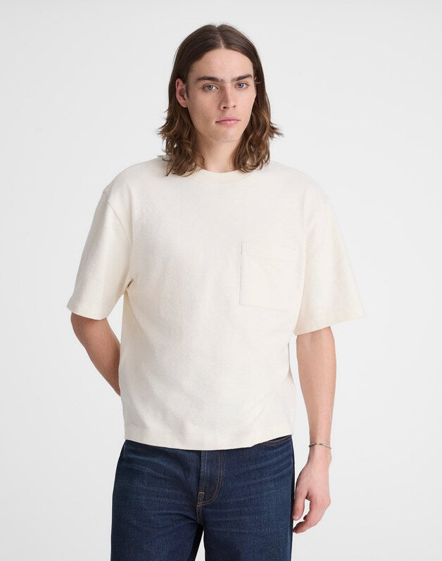 Boxy Pocket Tee in Weekend Slub NATURAL SEEDED