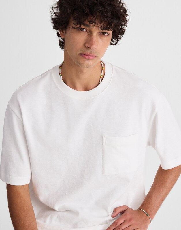Boxy Pocket Tee in Weekend Slub SOFT WHITE