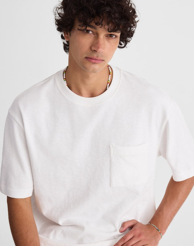 Boxy Pocket Tee in Weekend Slub SOFT WHITE