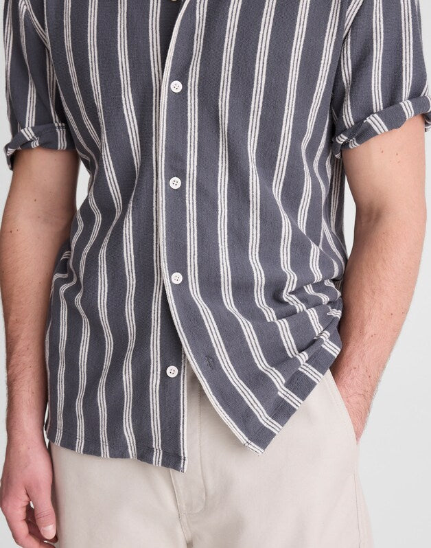 The Camp Shirt in Seaport Terry HEIRLOOM BLUE