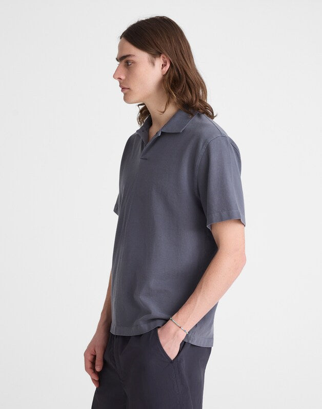 Short-Sleeve Compact-Knit Polo HEIRLOOM BLUE