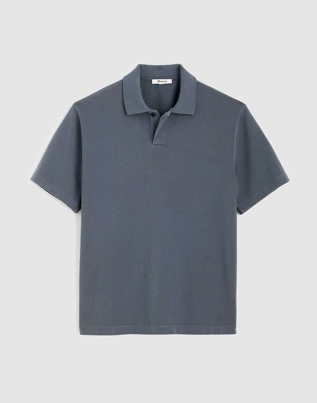 Short-Sleeve Compact-Knit Polo HEIRLOOM BLUE