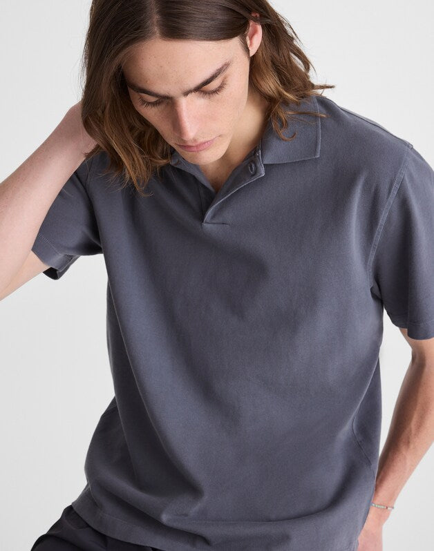 Short-Sleeve Compact-Knit Polo HEIRLOOM BLUE