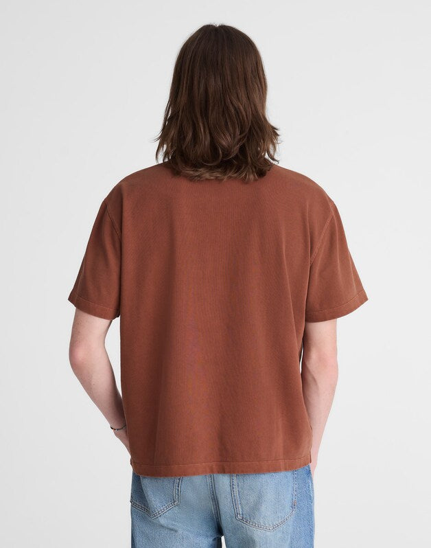 Short-Sleeve Compact-Knit Polo CINNAMON STICK