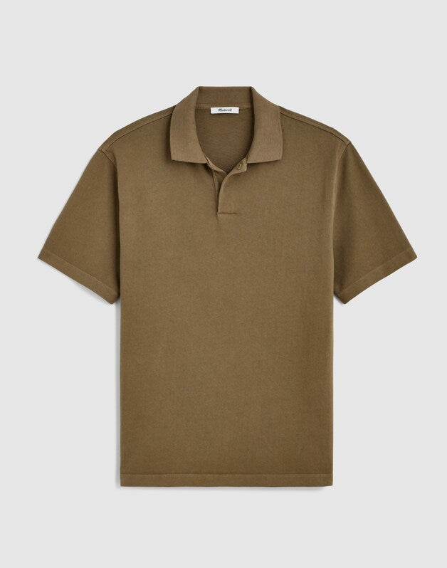 Short-Sleeve Compact-Knit Polo OLIVE STONE