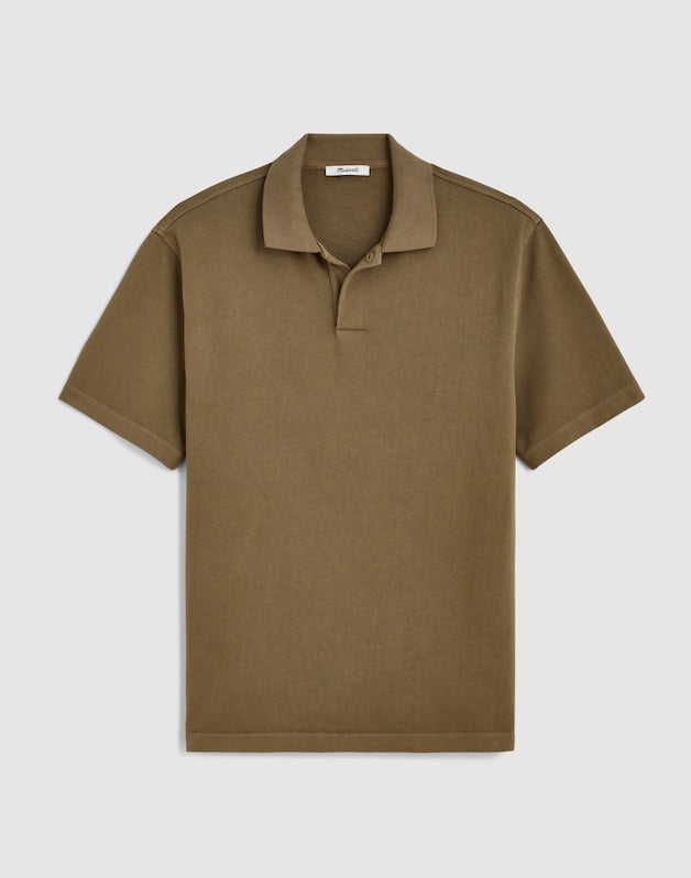 Short-Sleeve Compact-Knit Polo OLIVE STONE