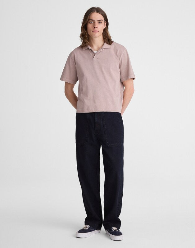 Short-Sleeve Compact-Knit Polo STILL GREY