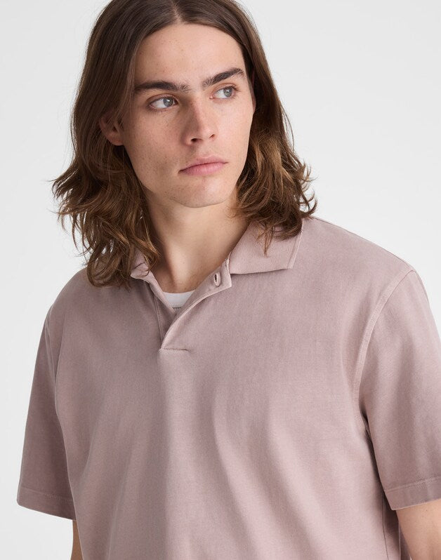 Short-Sleeve Compact-Knit Polo STILL GREY