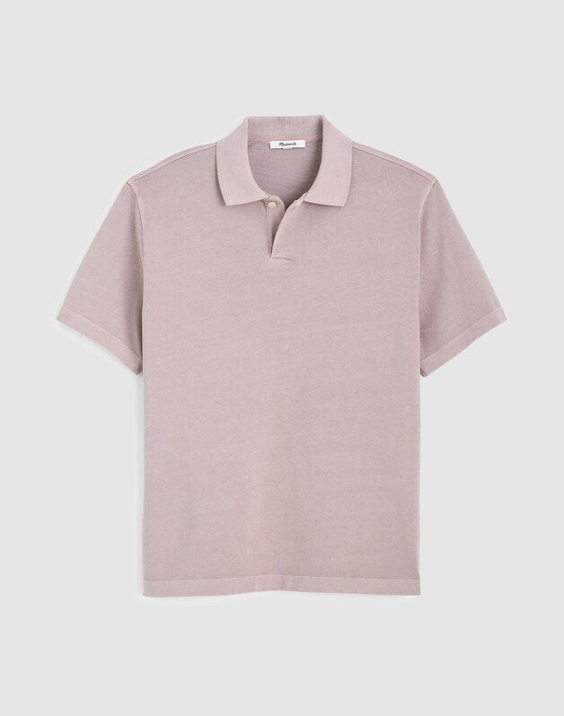Short-Sleeve Compact-Knit Polo STILL GREY