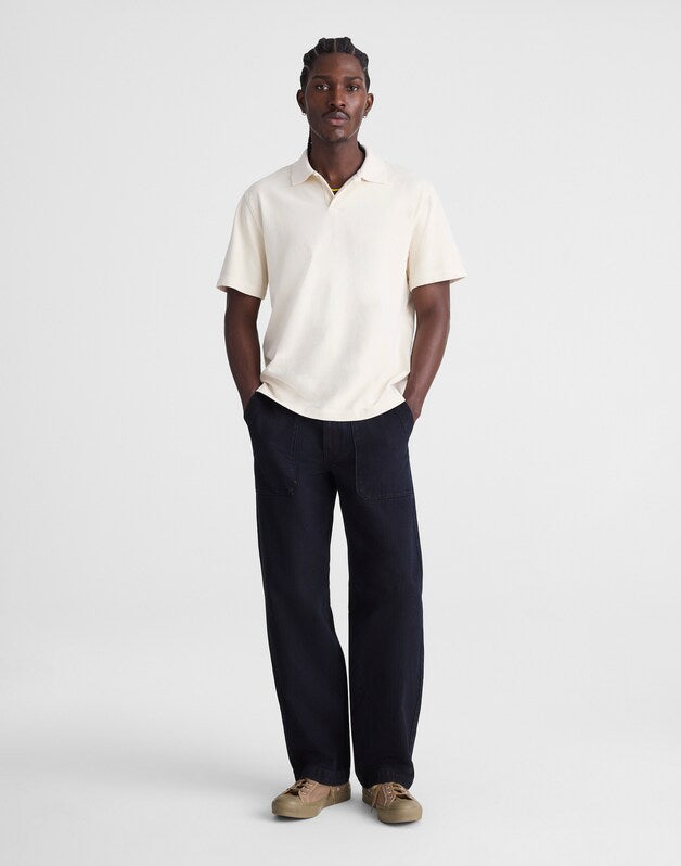 Short-Sleeve Compact-Knit Polo PARCHMENT