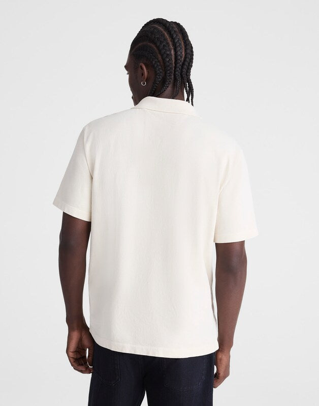 Short-Sleeve Compact-Knit Polo PARCHMENT