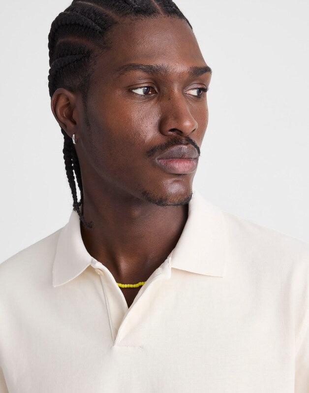 Short-Sleeve Compact-Knit Polo PARCHMENT