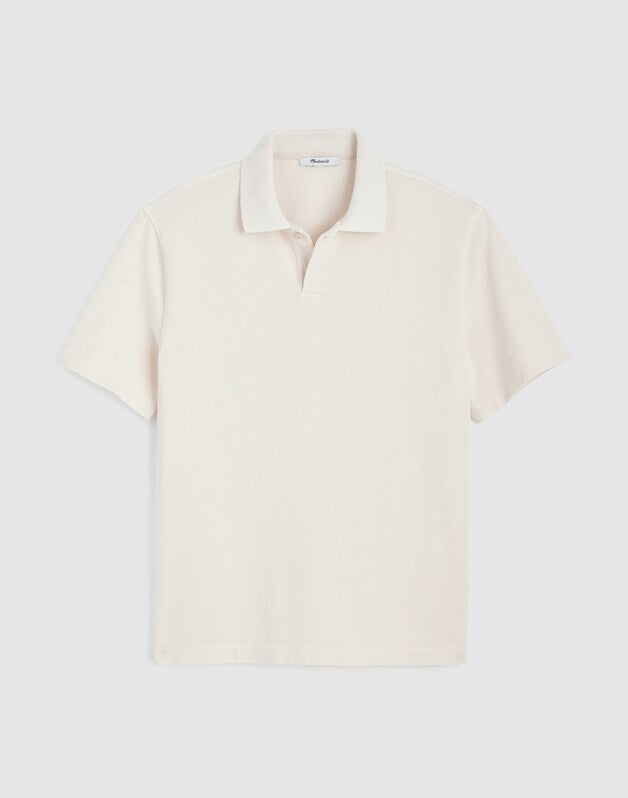 Short-Sleeve Compact-Knit Polo PARCHMENT