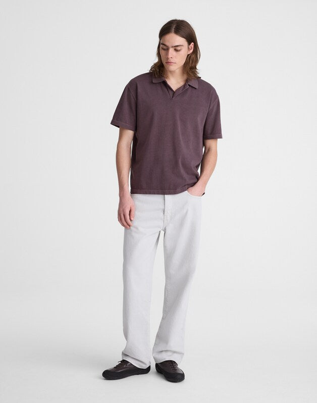 Short-Sleeve Compact-Knit Polo RUM RAISIN