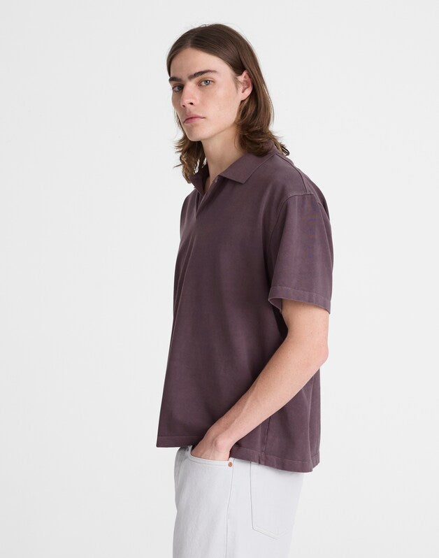 Short-Sleeve Compact-Knit Polo RUM RAISIN